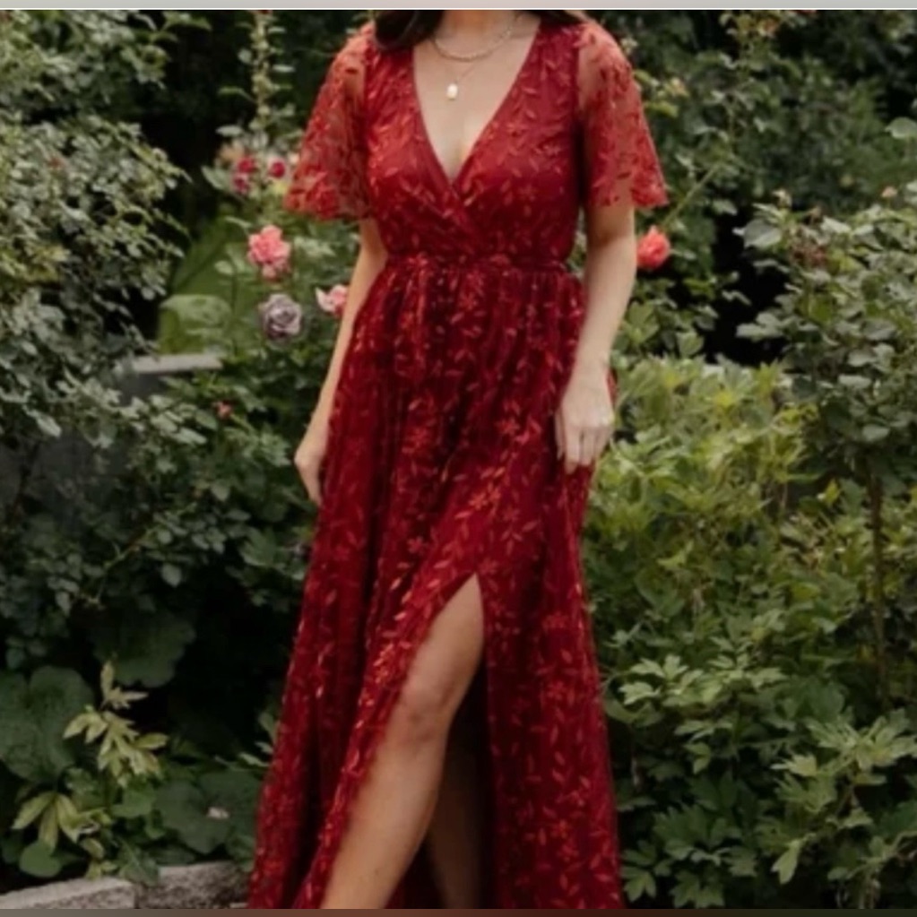 Balticborn Red Marseille Embossed Maxi Dress Size Xs.